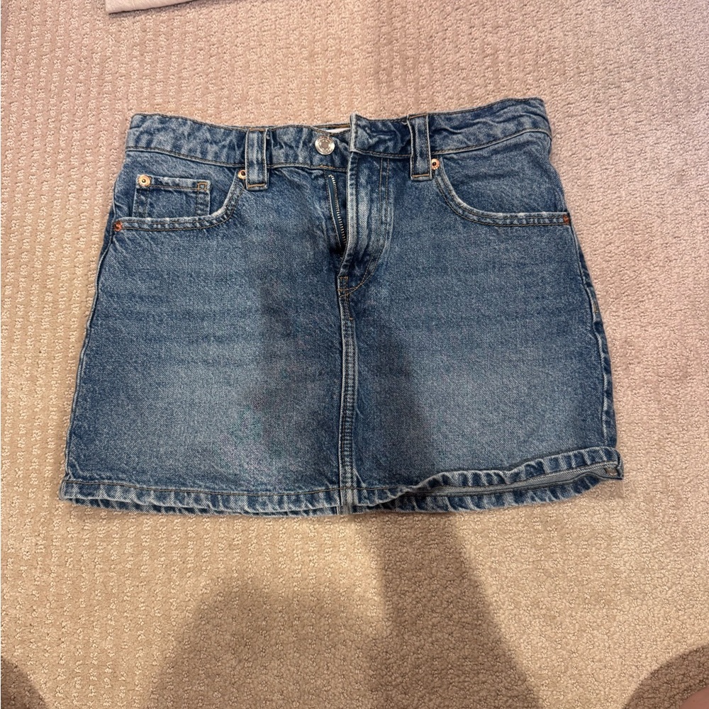 Stradivarius Blue Denim Mini Skirt